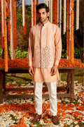 PEACH BUNDI WITH GEOMETRICAL MIRRORWORK