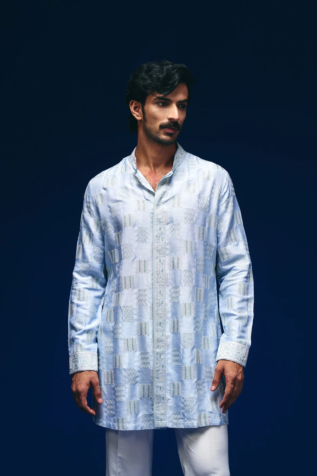 Vector Motif Kurta in Blue