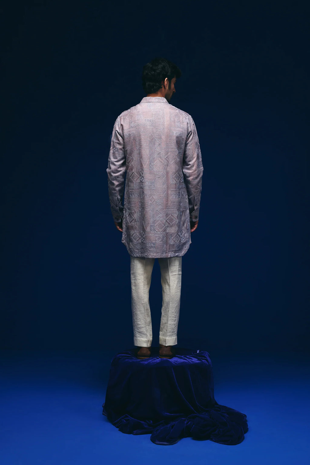 Jibaro Front Open Kurta in Old Rose Pink