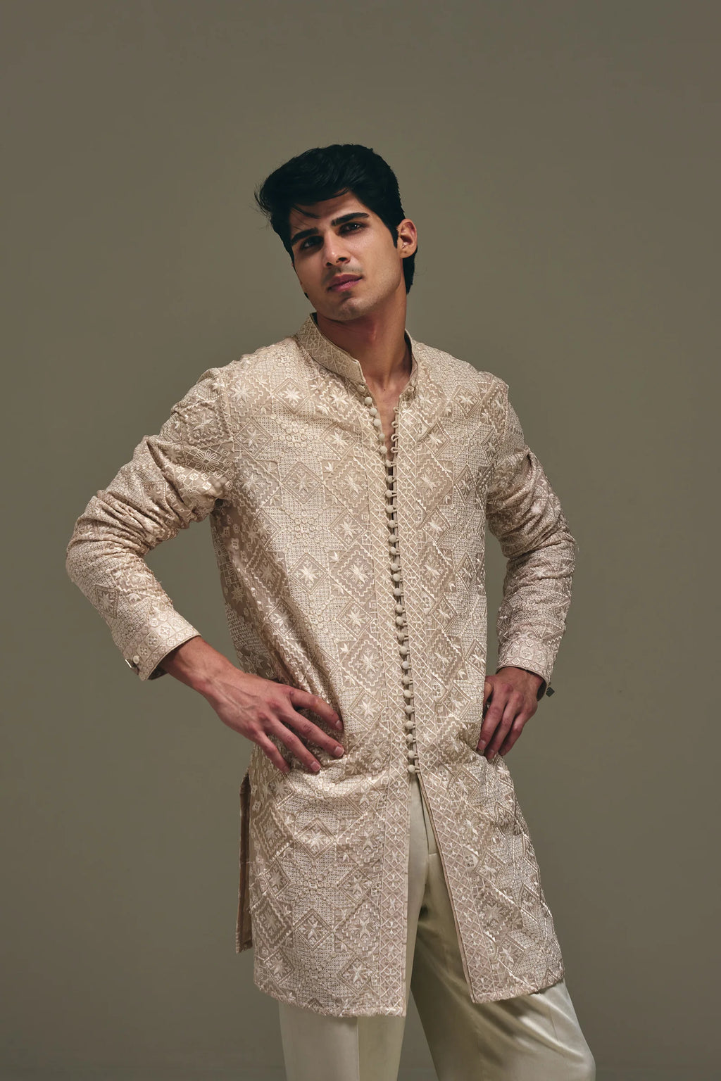 Astral Kurta in Sand Gold
