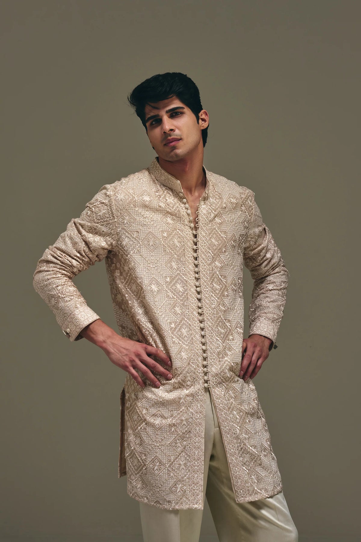 Astral Kurta in Sand Gold