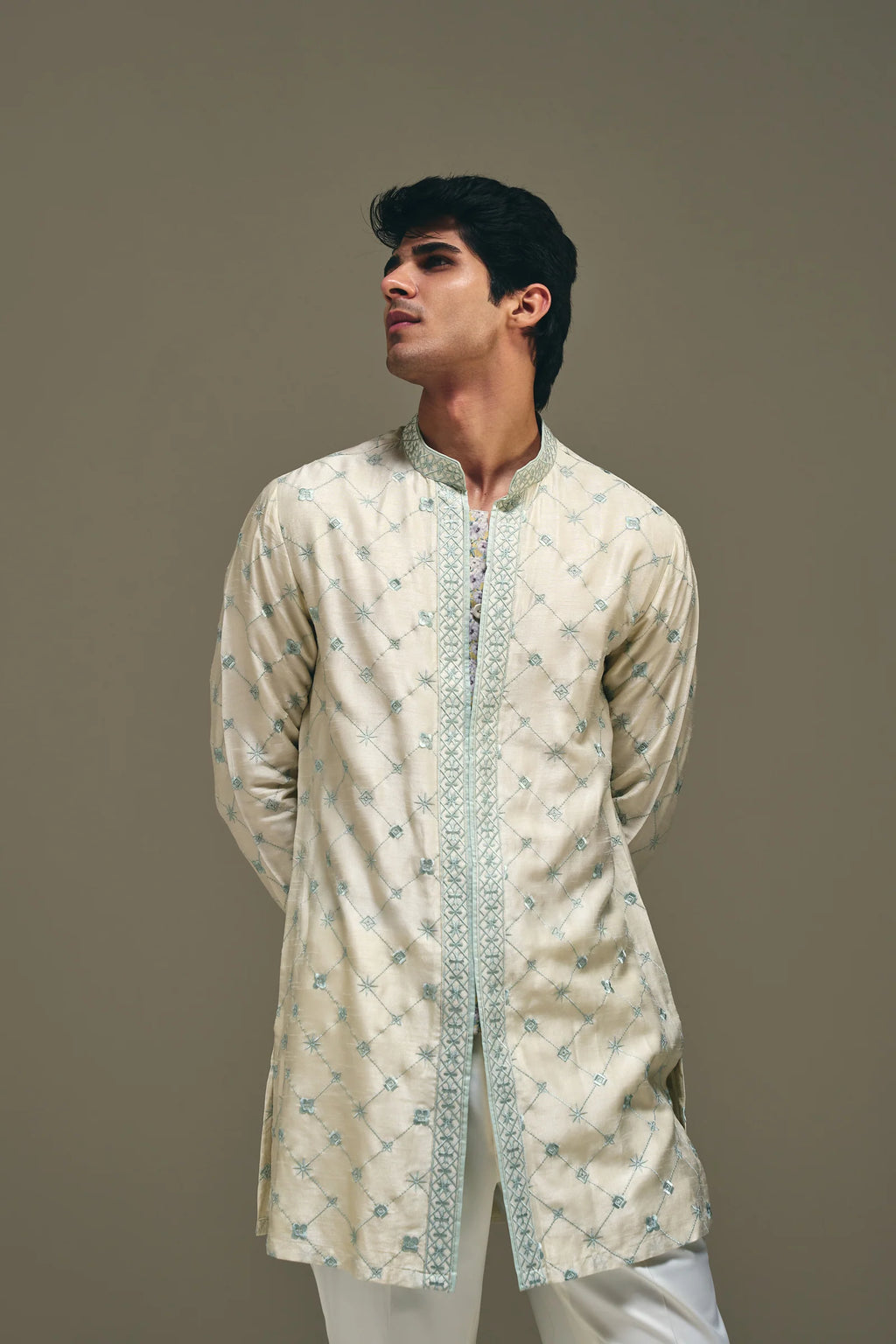 Astral Motif Kurta in Butter Cream