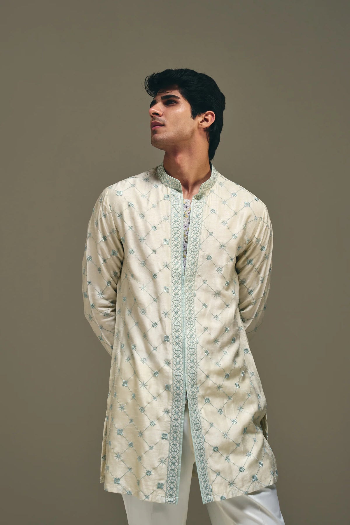Astral Motif Kurta in Butter Cream