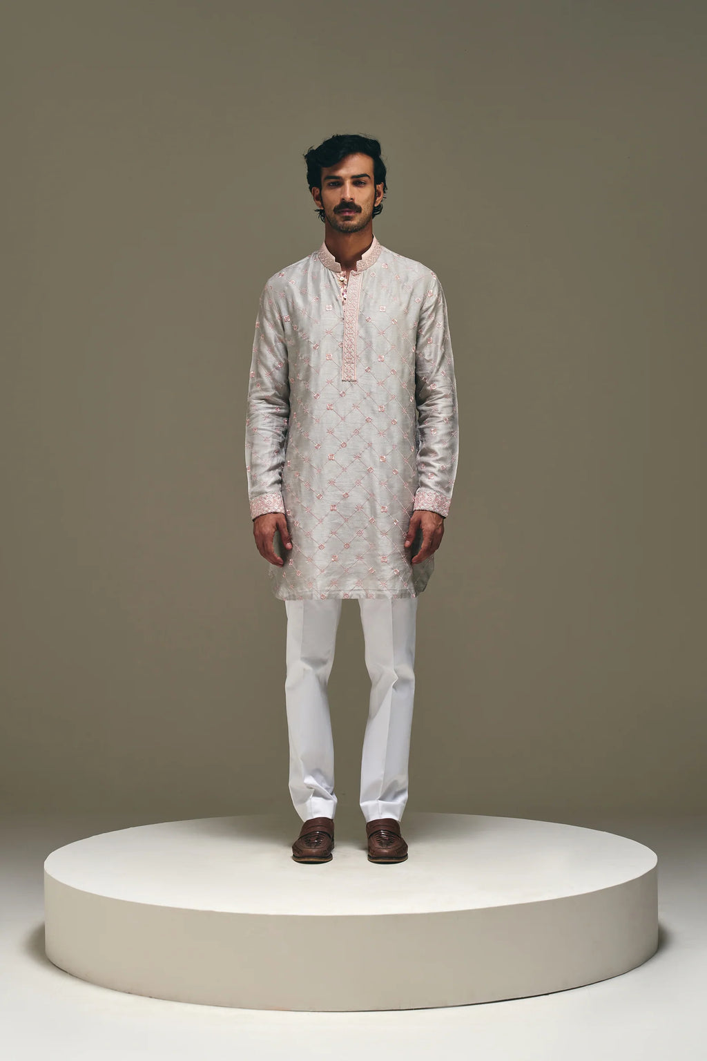 Astral Motif Kurta in Silver Grey