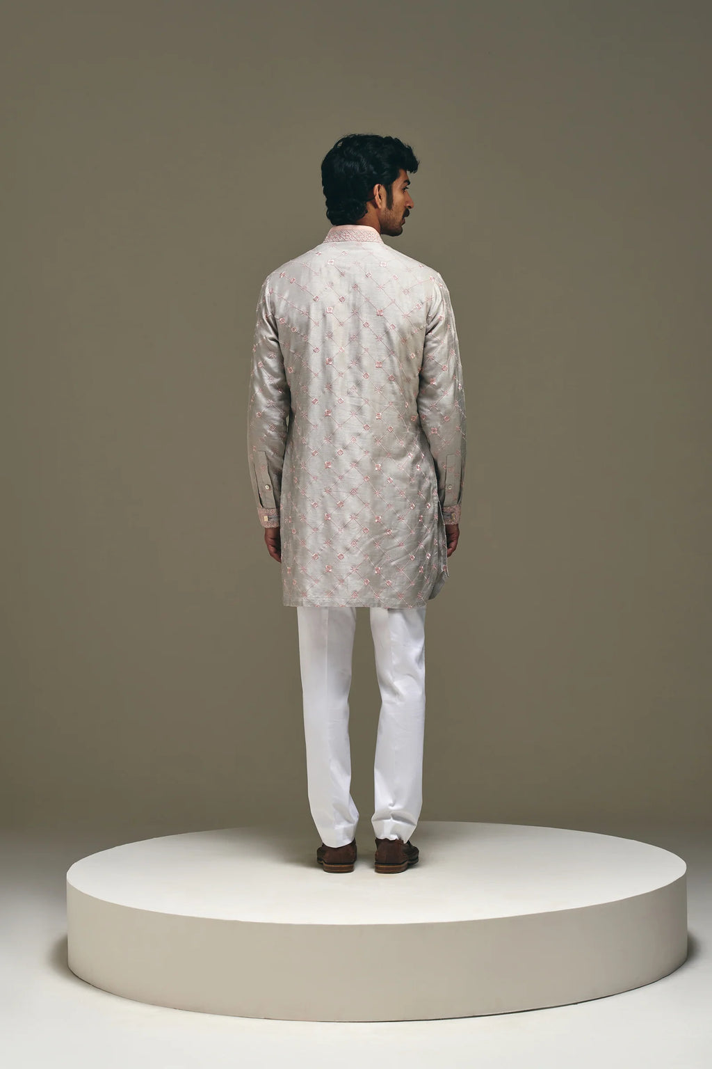 Astral Motif Kurta in Silver Grey