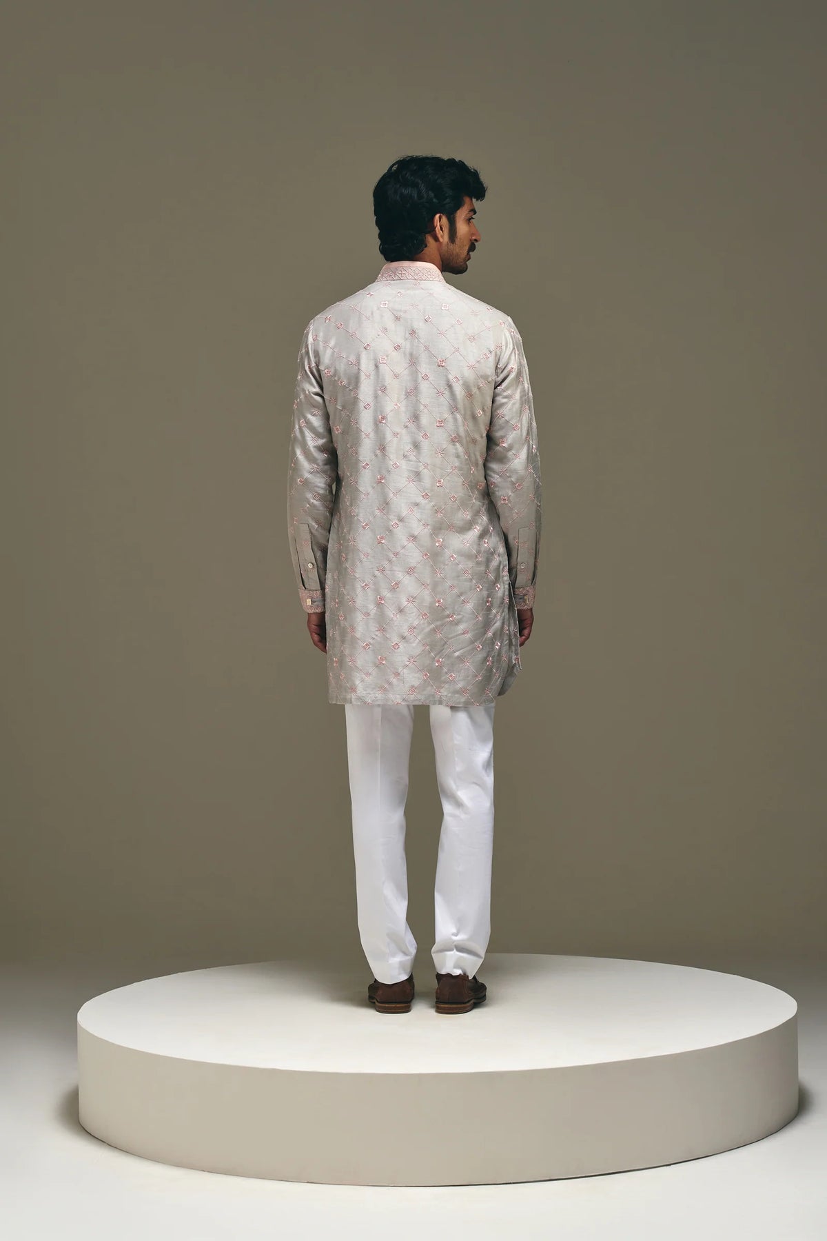 Astral Motif Kurta in Silver Grey