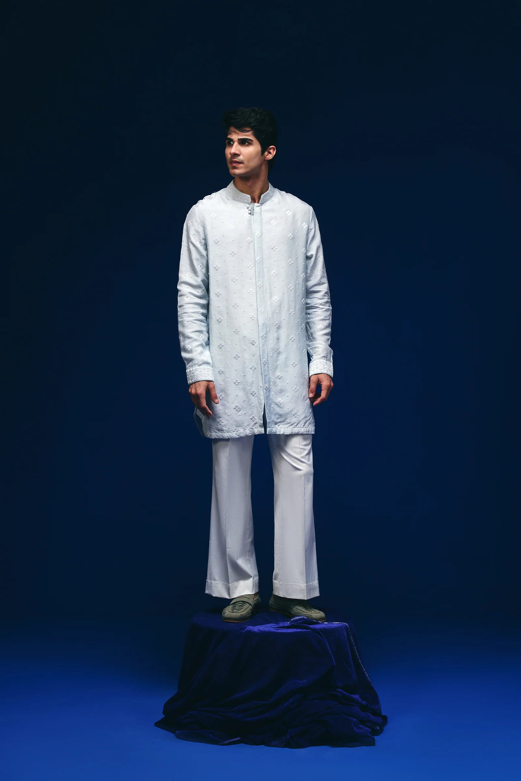 Meander Kurta in Sea Blue