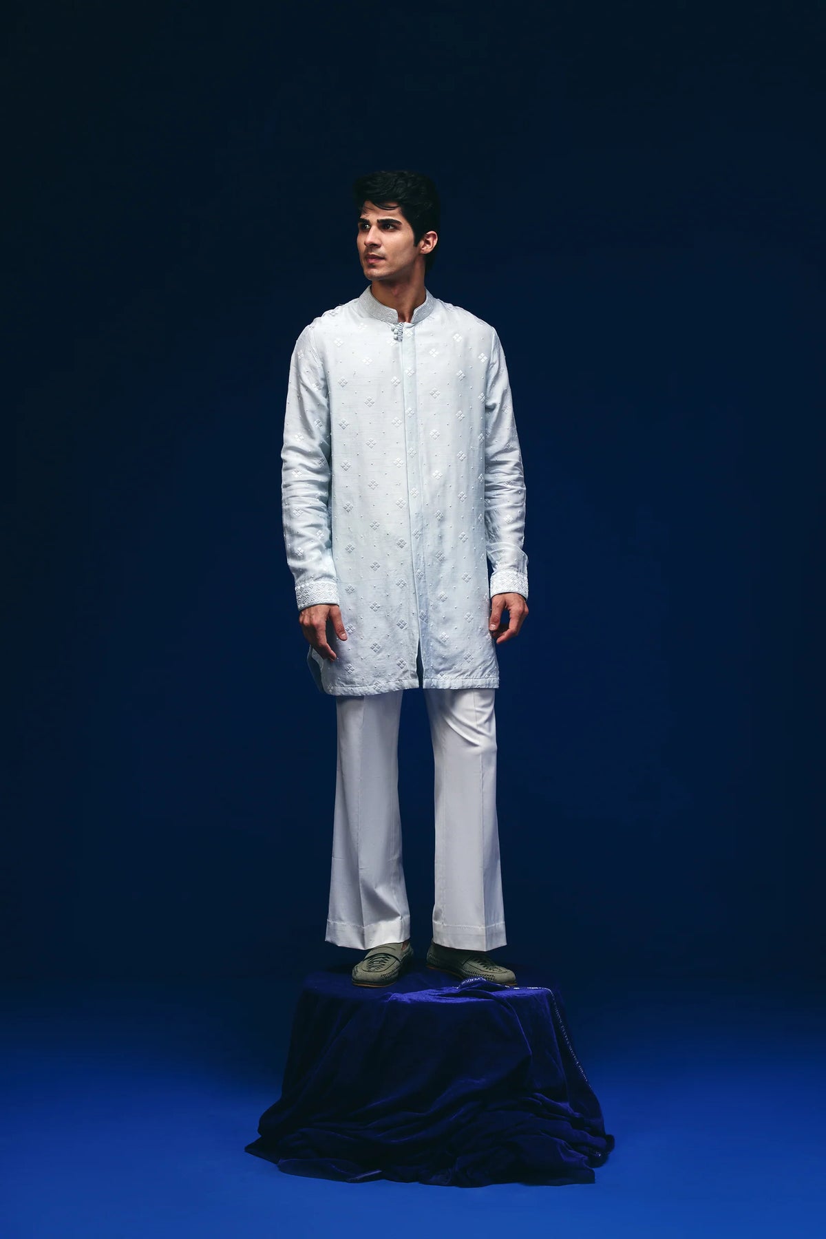 Meander Kurta in Sea Blue
