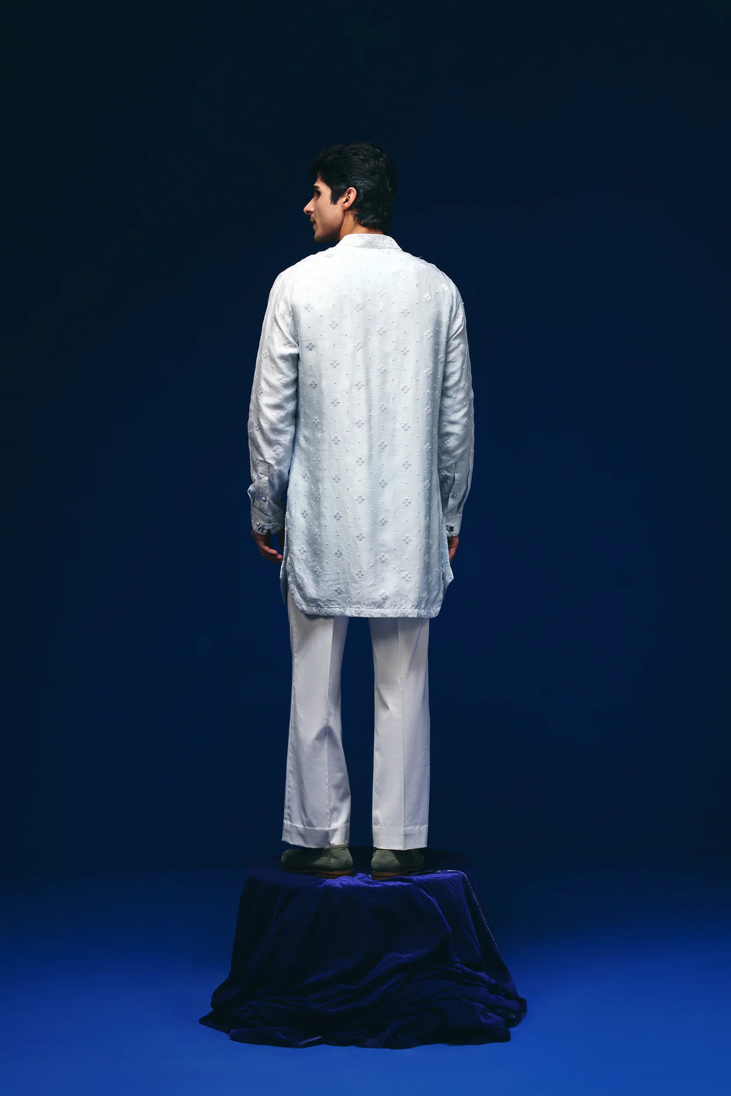 Meander Kurta in Sea Blue