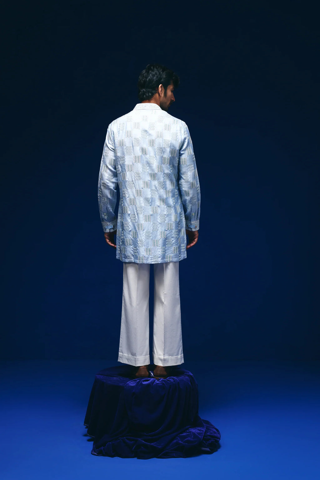 Vector Motif Kurta in Blue
