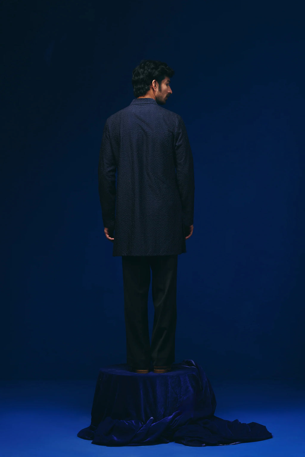 Tribal Knots Kurta in Navy Blue