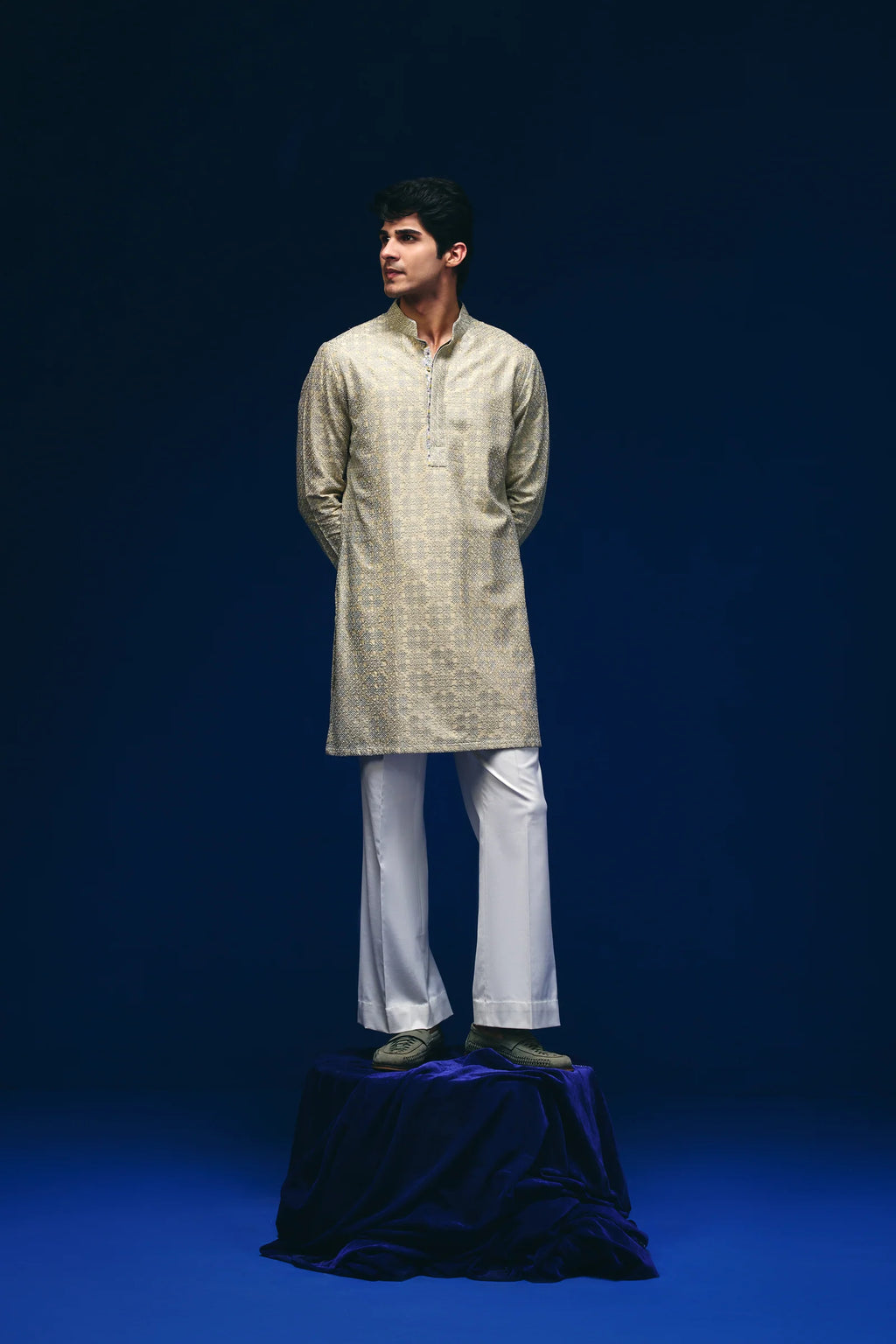 Mosaic Kurta in Pale Yellow