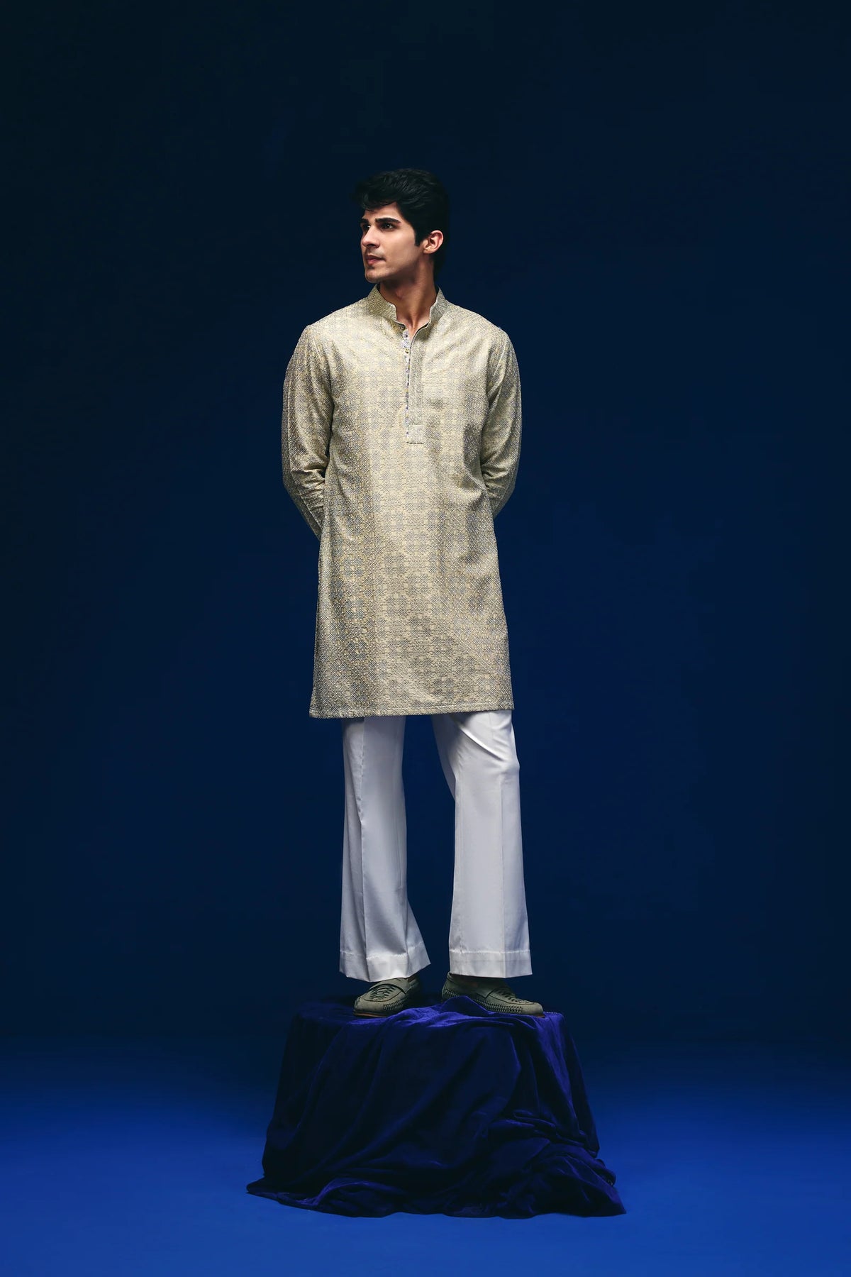 Mosaic Kurta in Pale Yellow