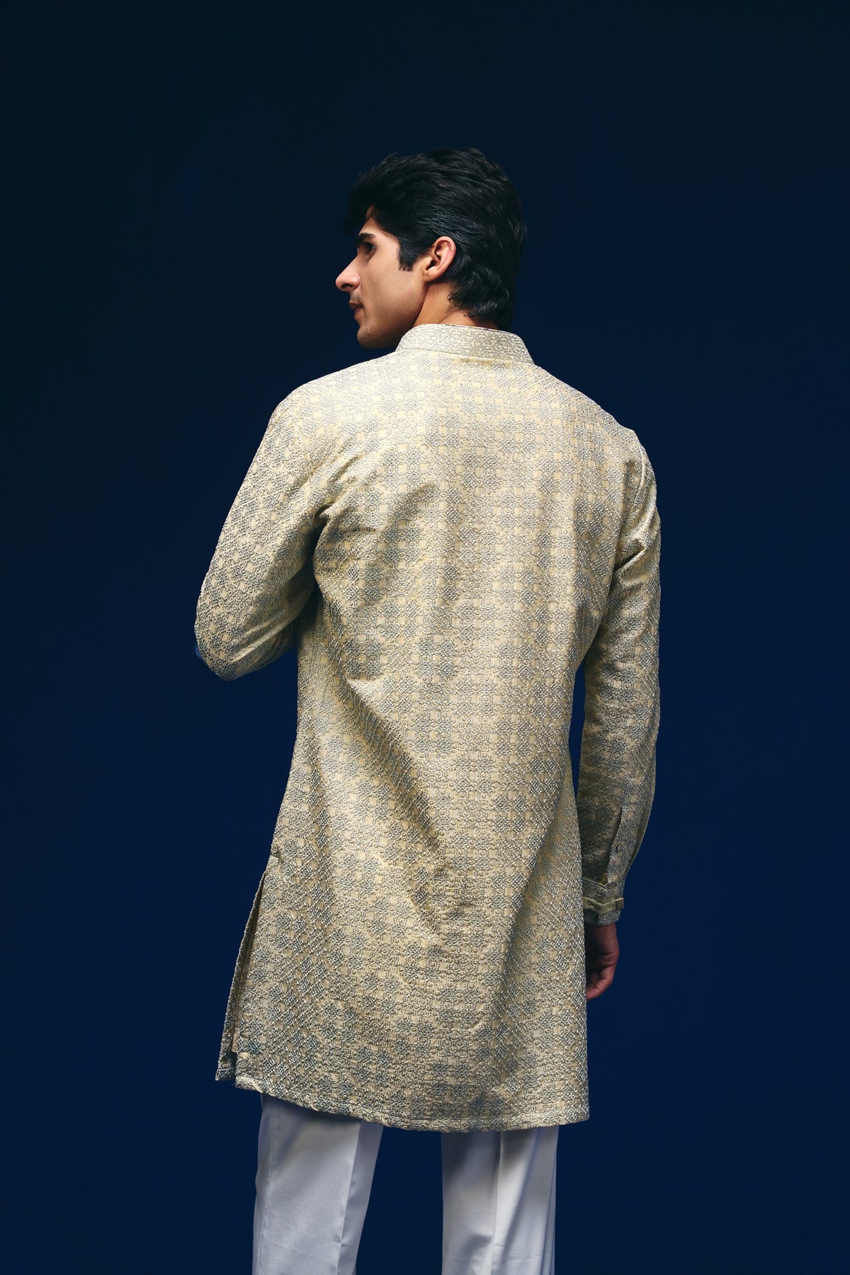 Mosaic Kurta in Pale Yellow
