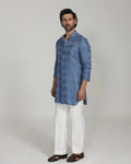 Kantha Silk Kurta in Blueberry