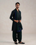 Hexagon Kurta with Stole in Forest Green