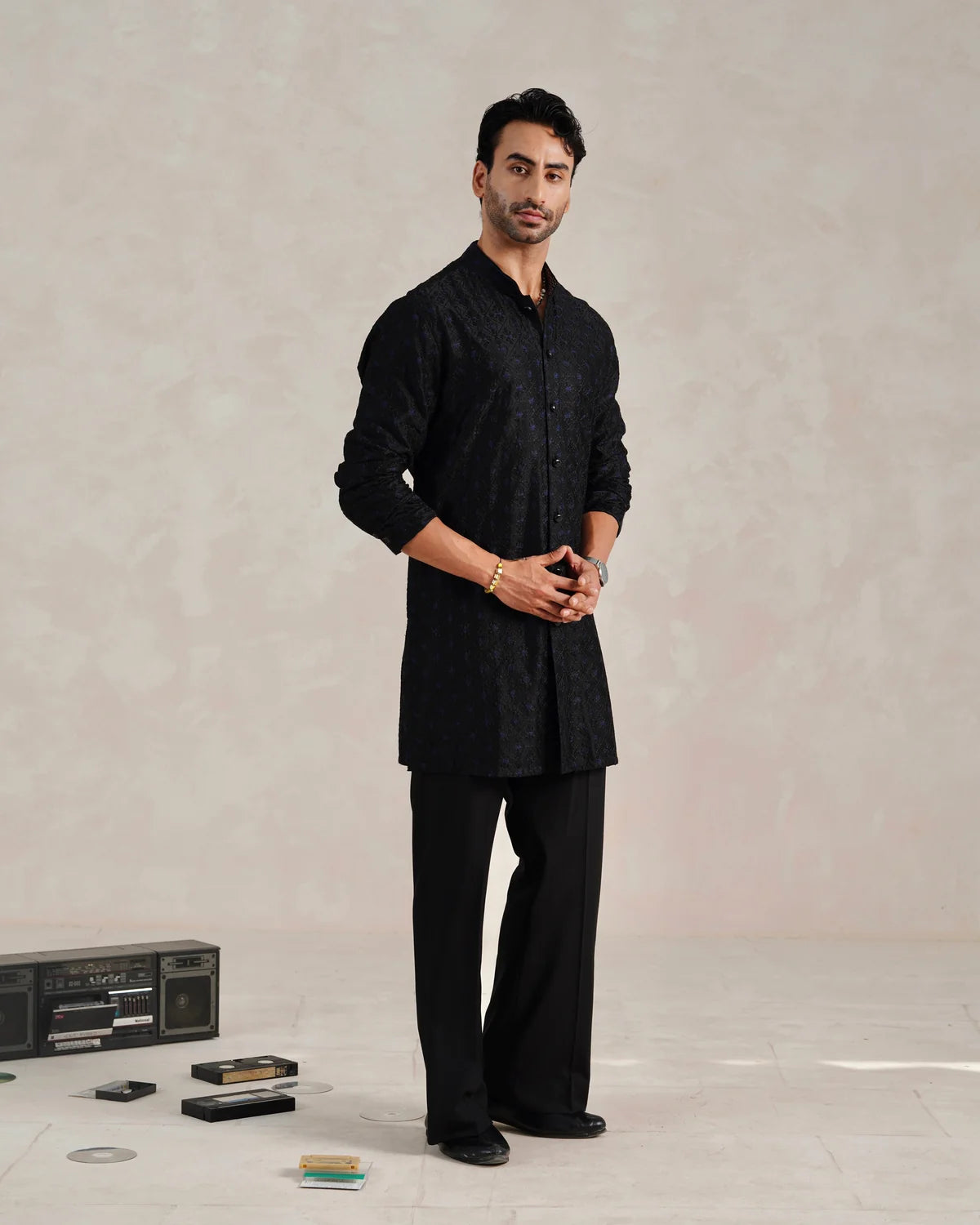 Hexagon Kurta in Black