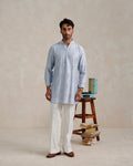 Tribal Motif Kurta in Sky Blue