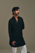 Meander Motif Kurta in Black