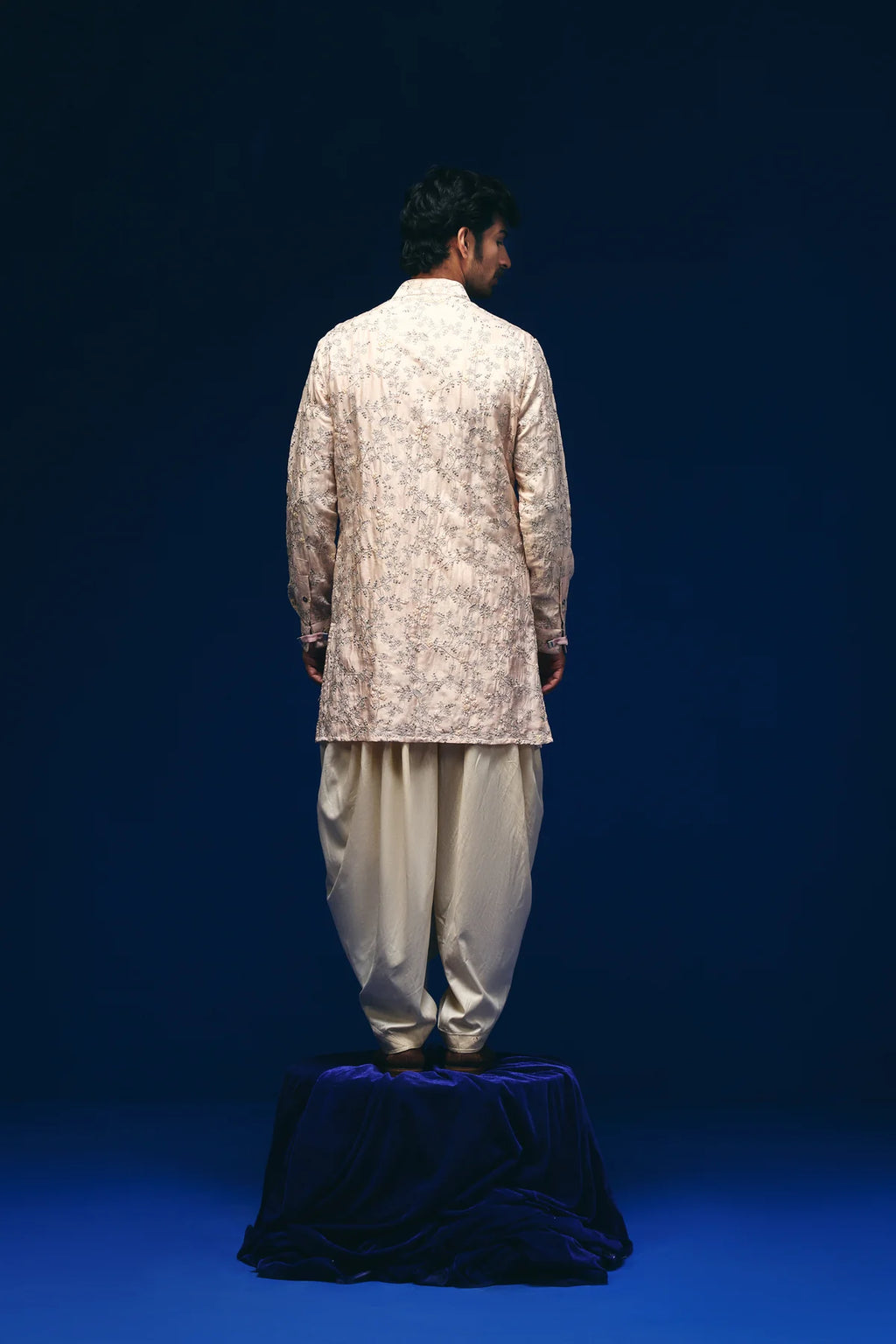 Camellia Motif Kurta in Peach