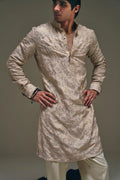 Camellia Motif Kurta in Peach
