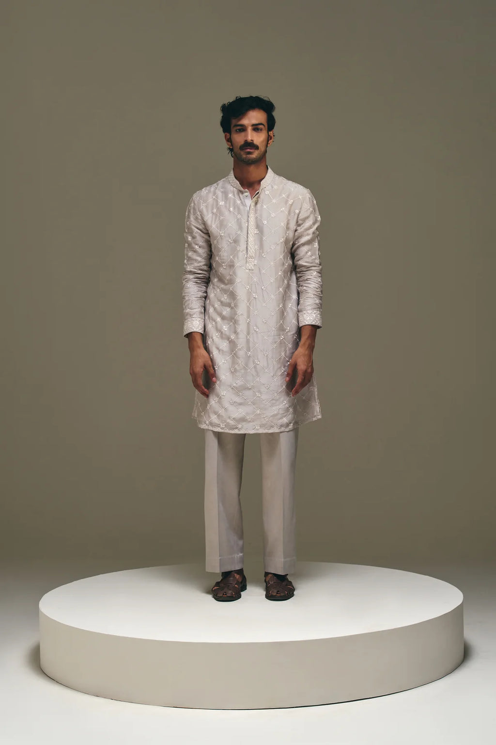 Astral Motif Kurta in Ash Grey