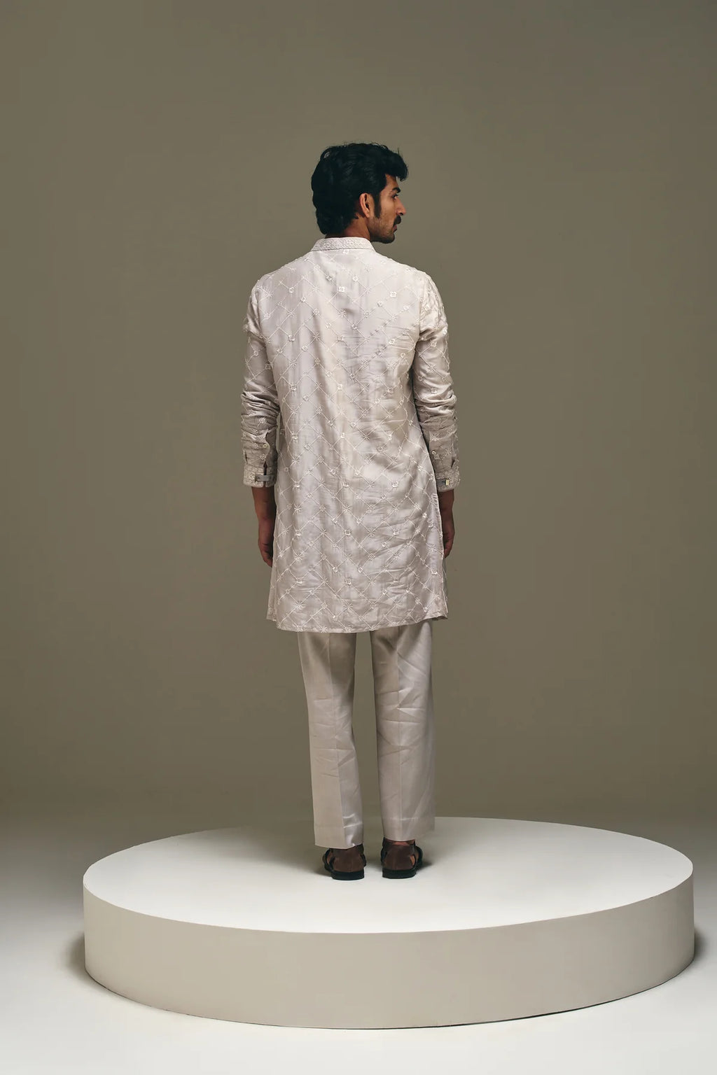 Astral Motif Kurta in Ash Grey