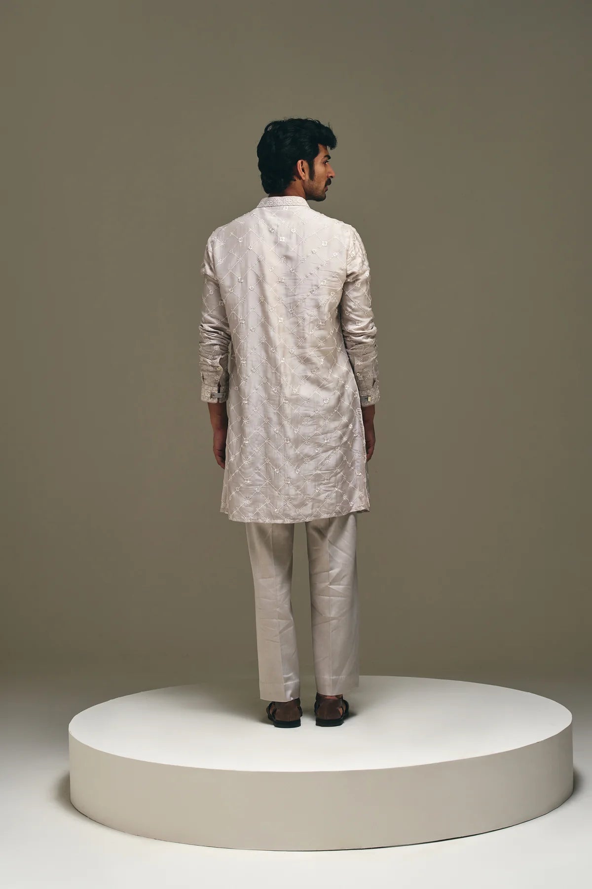 Astral Motif Kurta in Ash Grey