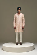 Vector Motif Kurta in Peach