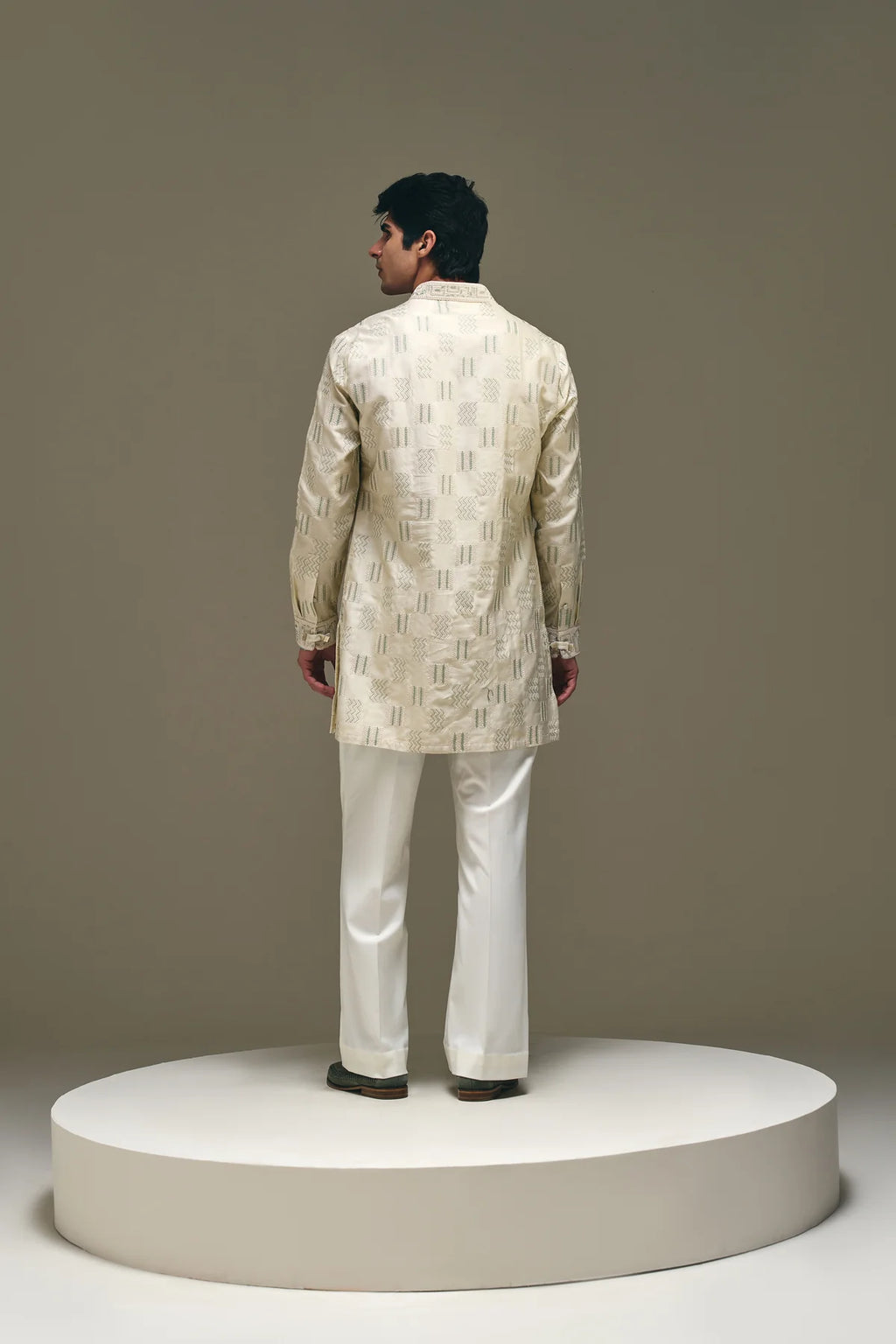 Vector Motif Kurta in Beige