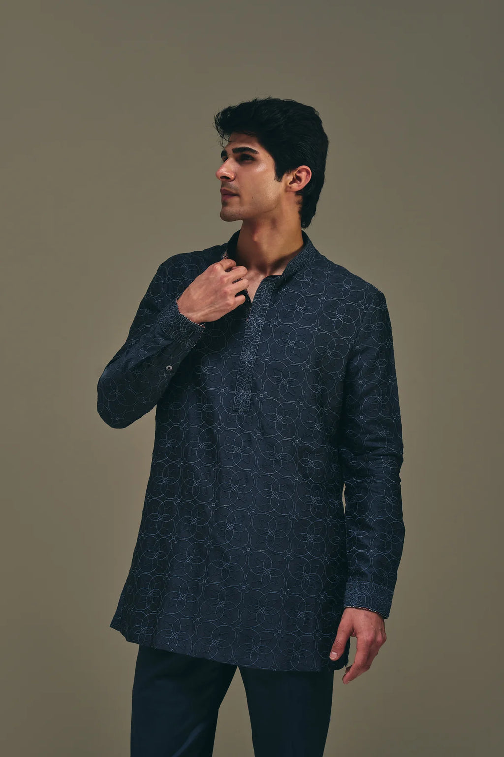 Spirograph Kurta in Grey