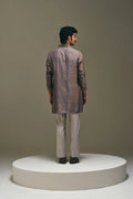 Diamond Pintuck Silk Kurta in Mud Brown