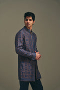 Mosaic Front Open Kurta in Mud Brown