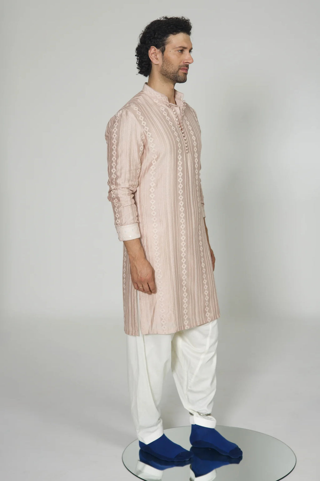 Mirror Stripe Luppi Button Kurta