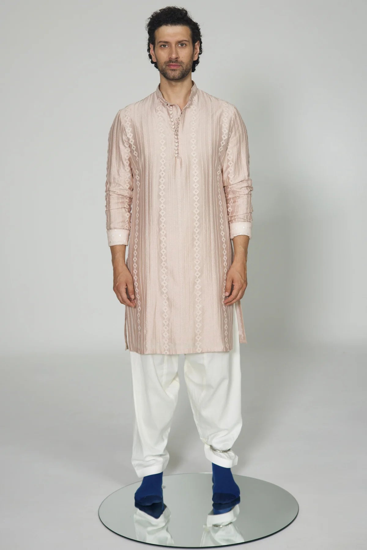 Mirror Stripe Luppi Button Kurta