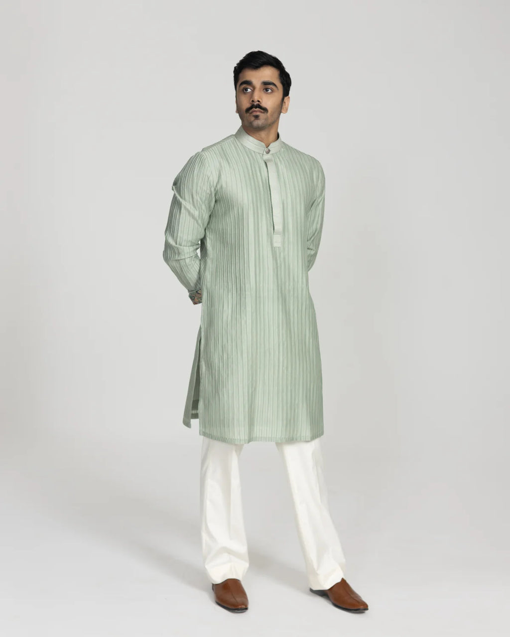 Cube Pintuck Silk Kurta