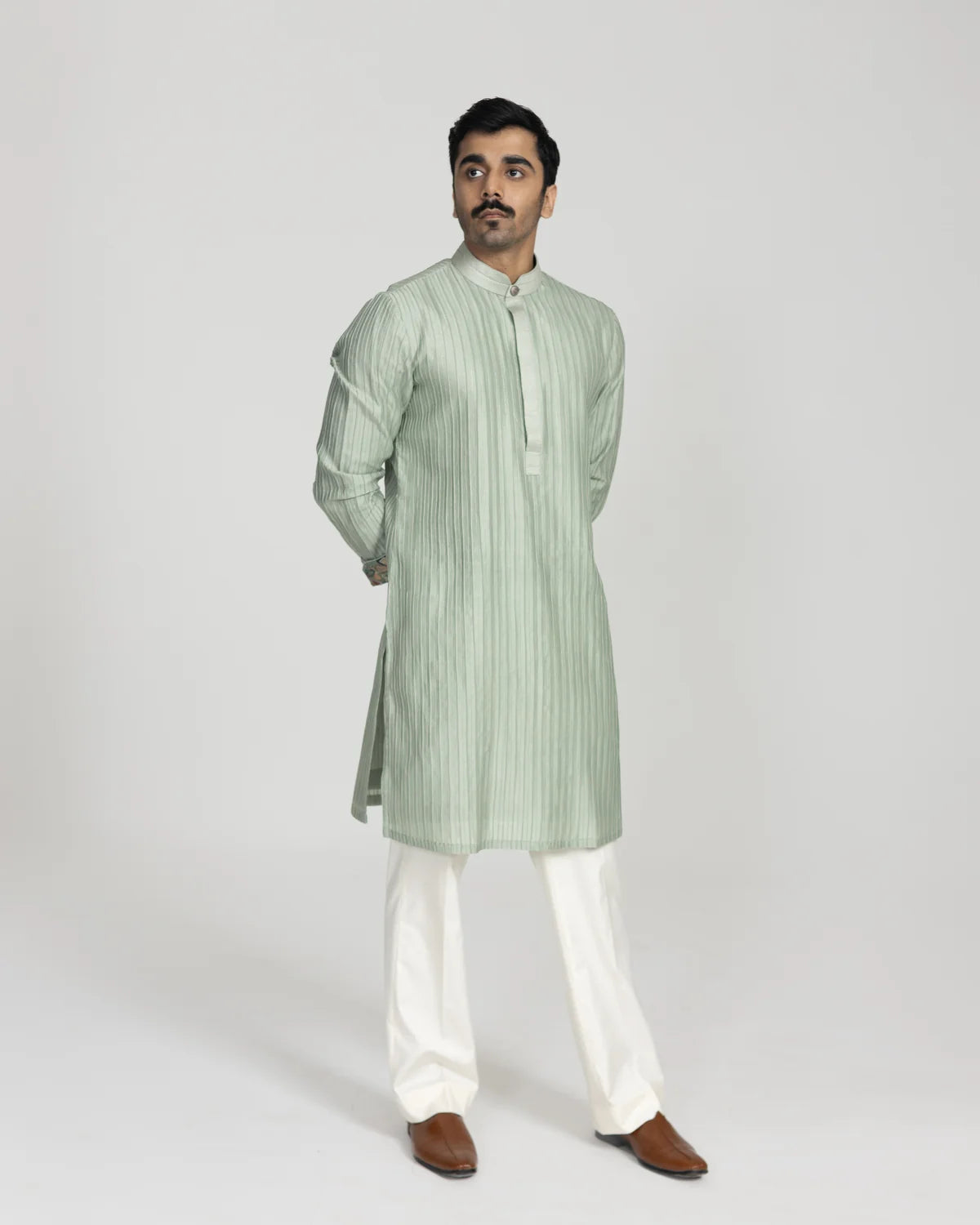 Cube Pintuck Silk Kurta