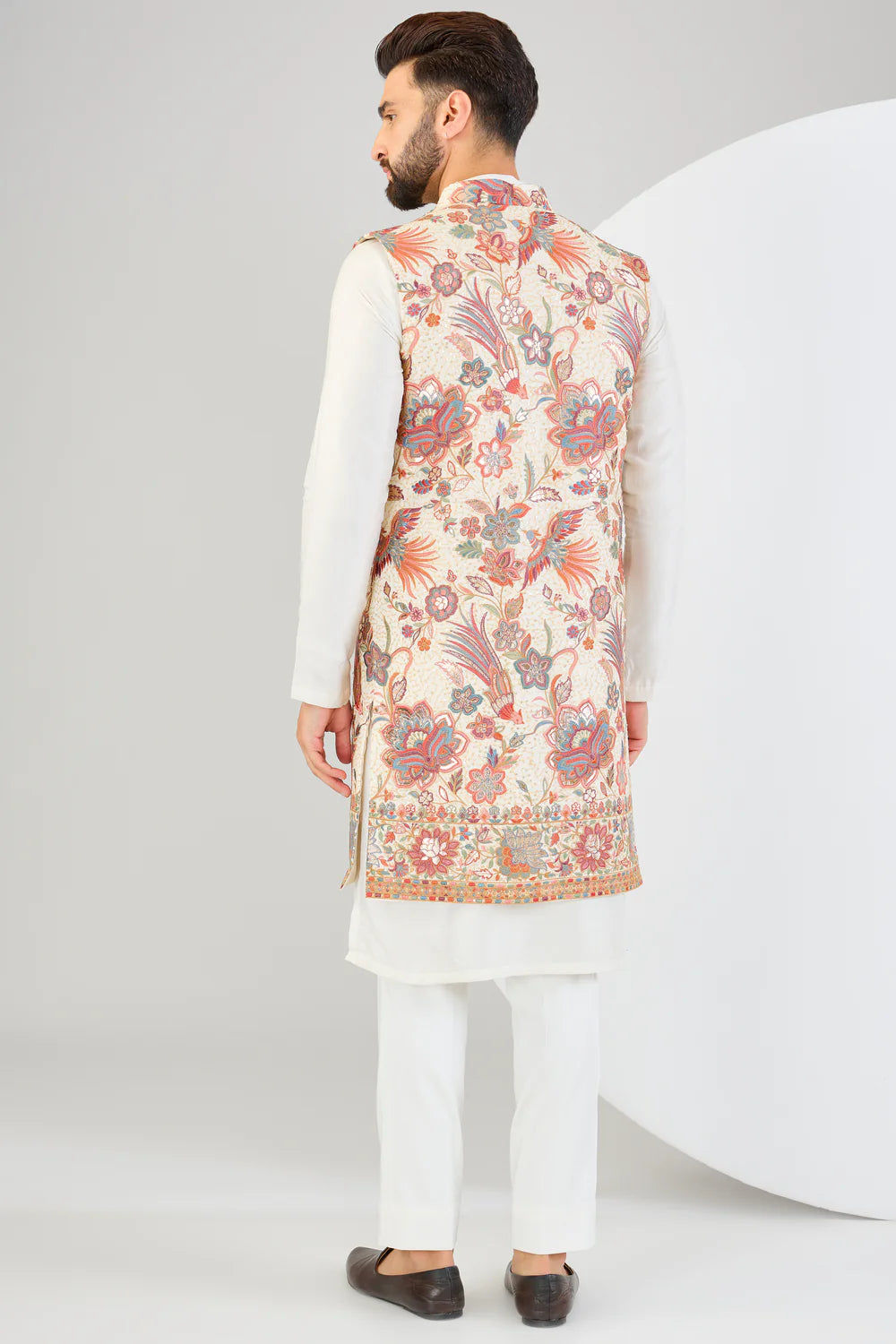 CREAM FLORA AND FAUNA LONG OPEN JACKET