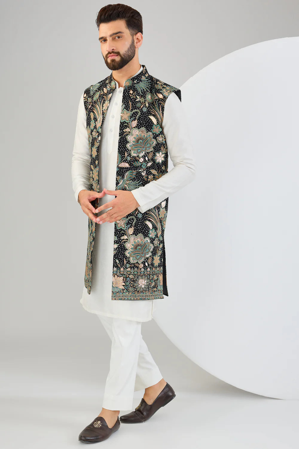 BLACK FLORA AND FAUNA LONG OPEN JACKET