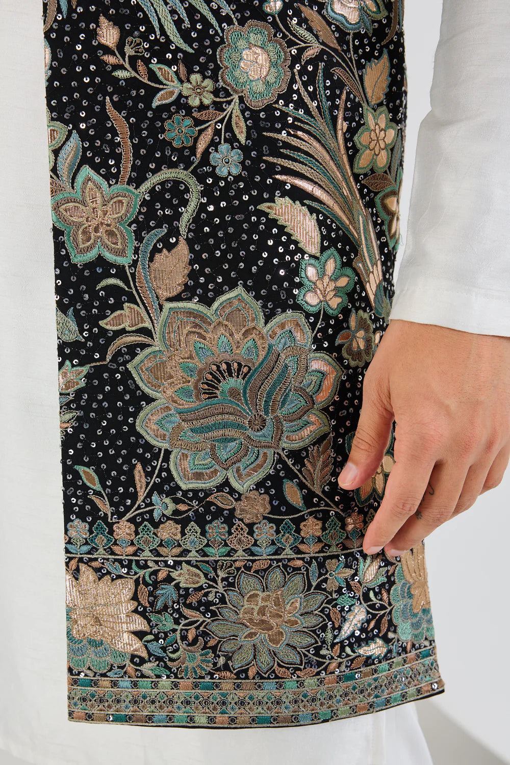BLACK FLORA AND FAUNA LONG OPEN JACKET