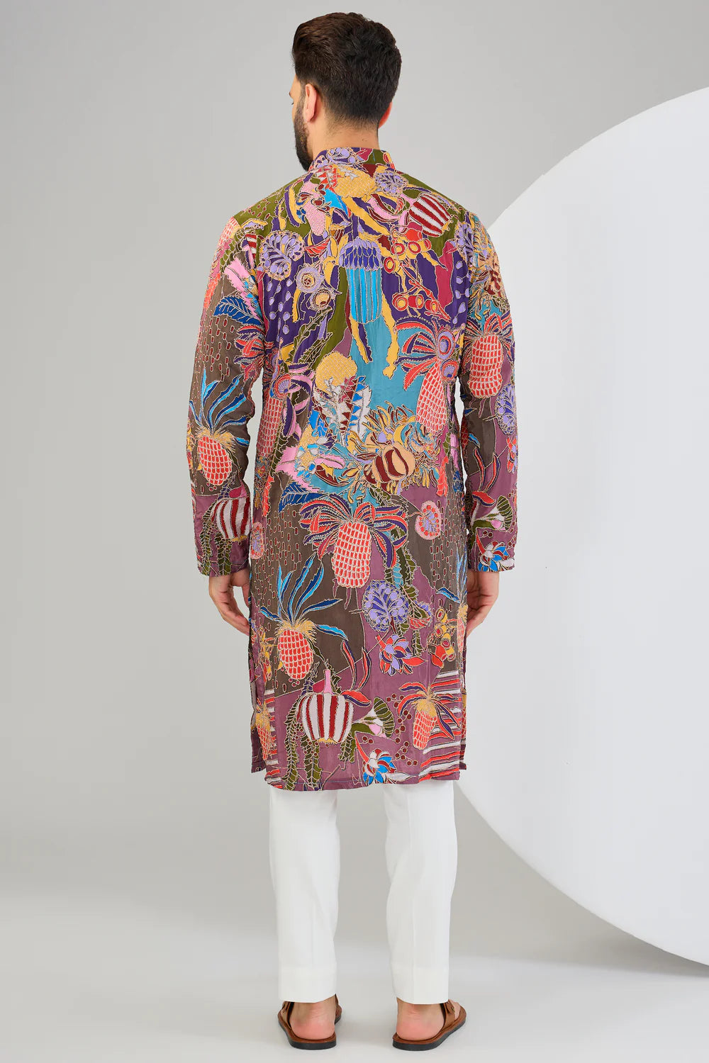 MULTI-COLOUR ABSTRACT KURTA WITH HIGHLIGHTS OF ZARI EMBROIDERY