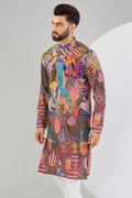 MULTI-COLOUR ABSTRACT KURTA WITH HIGHLIGHTS OF ZARI EMBROIDERY