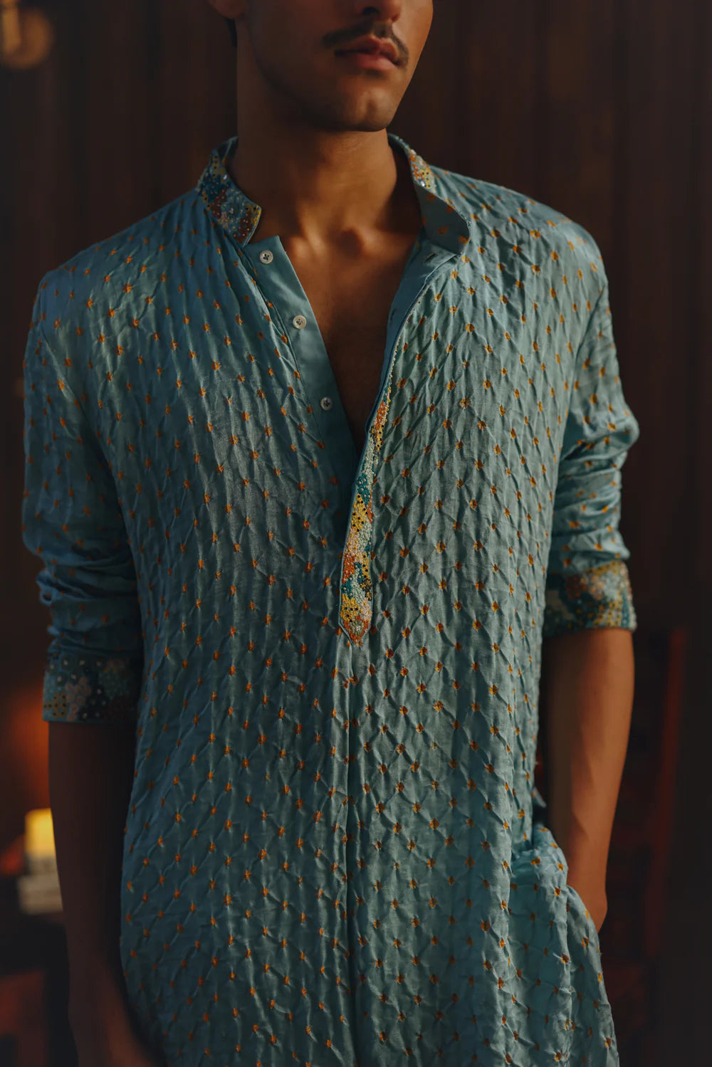 EMBELLISHED BANDHANI KURTA SET
