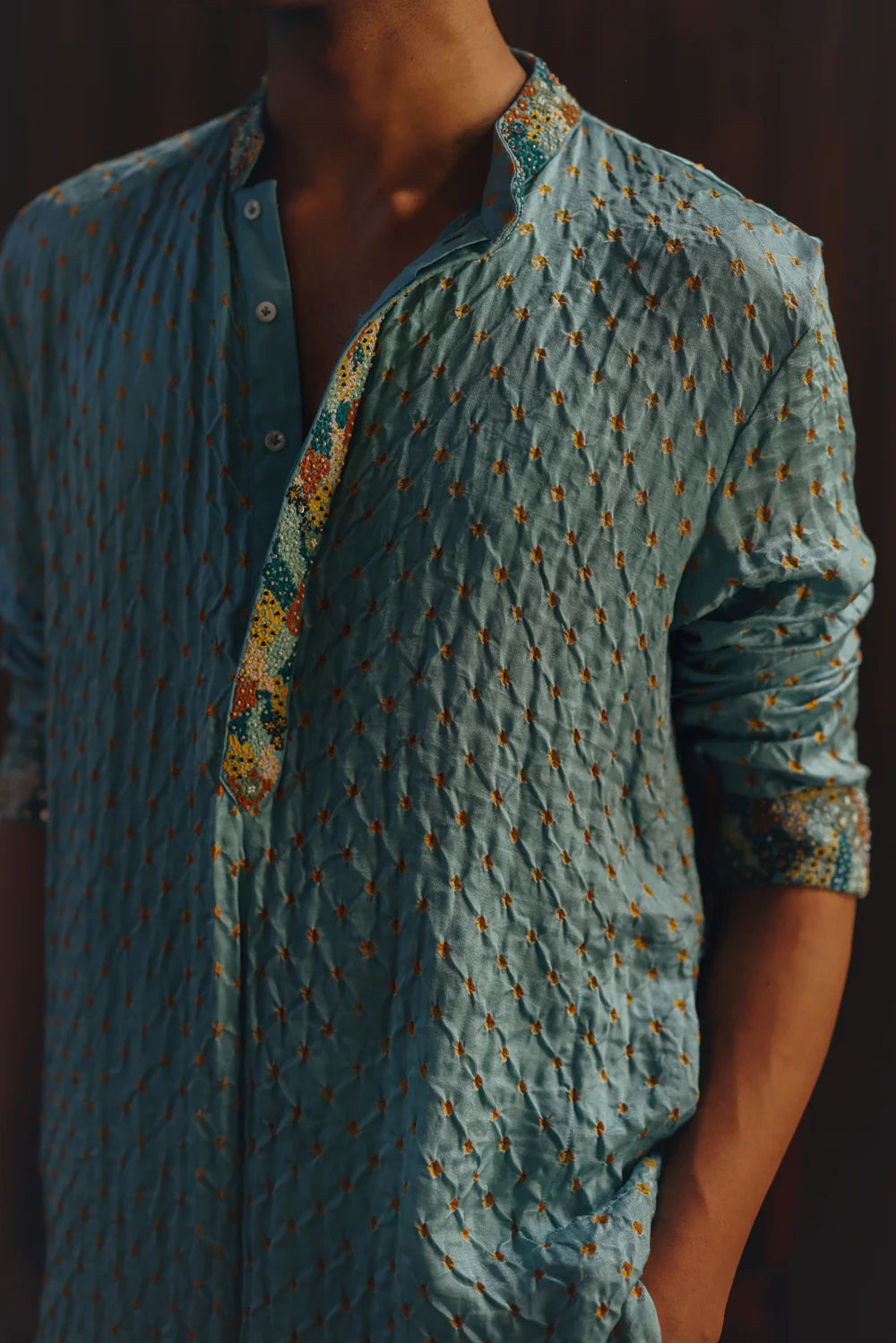 EMBELLISHED BANDHANI KURTA SET