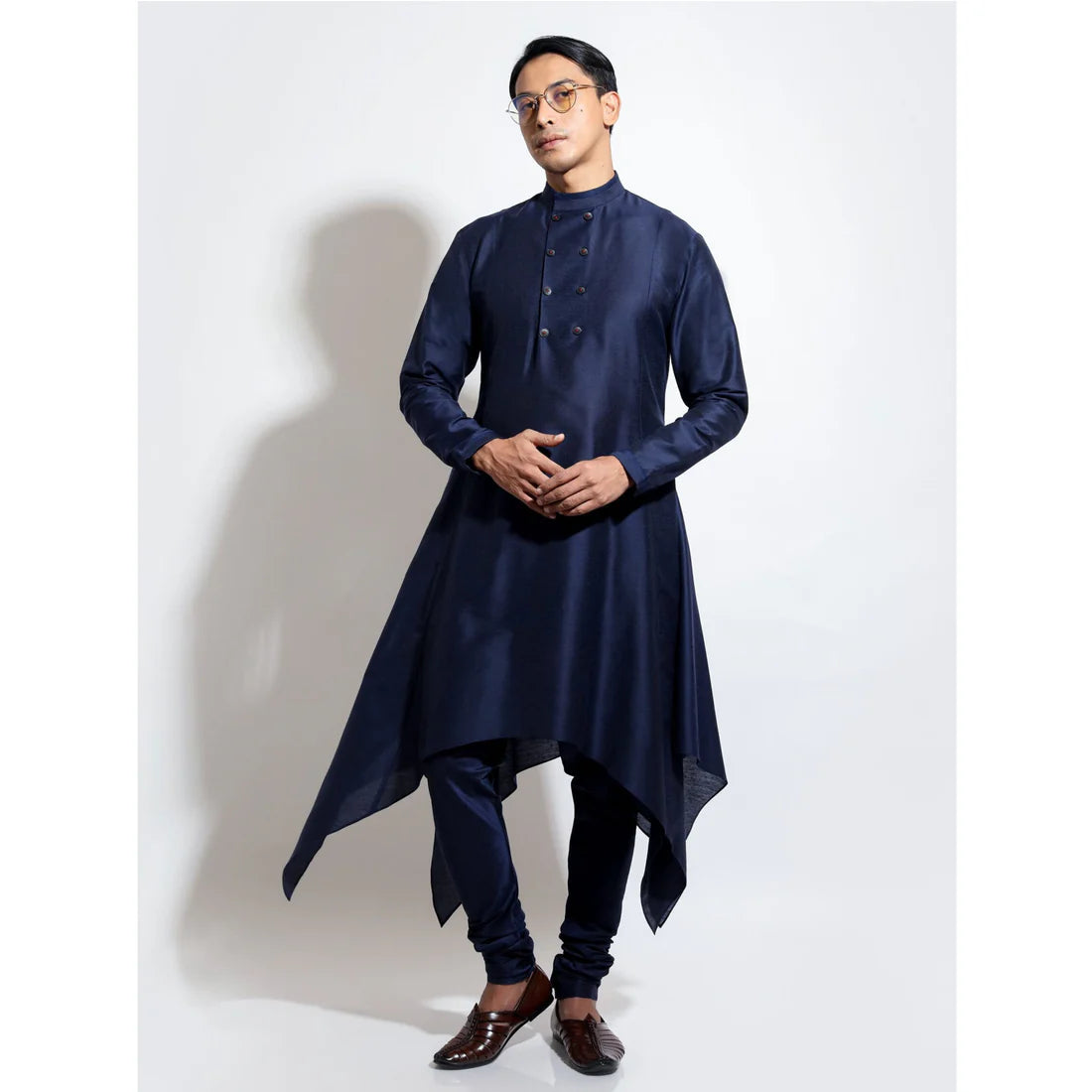 HANDKERCHIEF HEM KURTA WITH DOUBLE BUTTON DETAIL