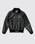 BLACK LEATHER BOMBER