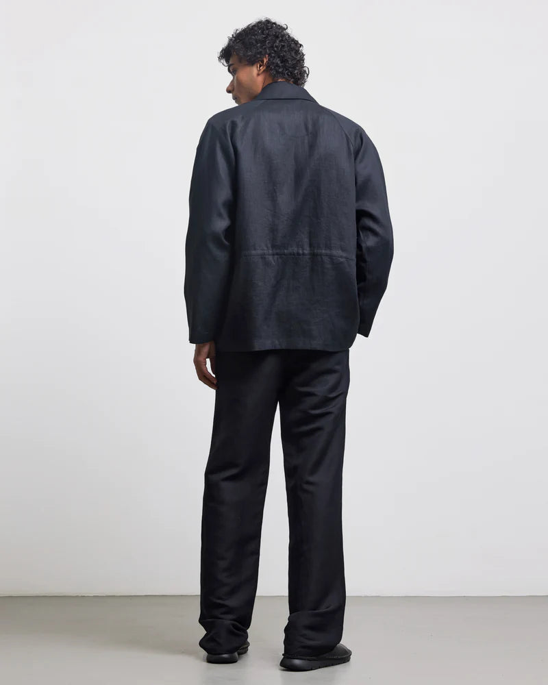 BLACK FAUX BUTTONHOLE WORKWEAR JACKET