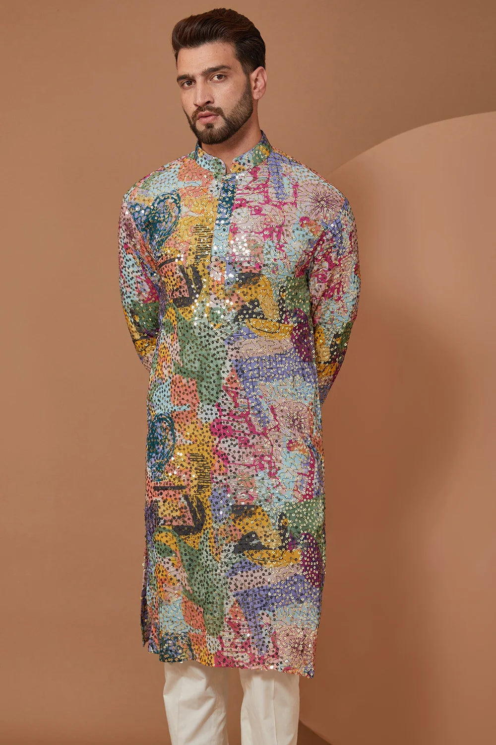 ABSTRACT SEQUIN EMBELLISHED KURTA