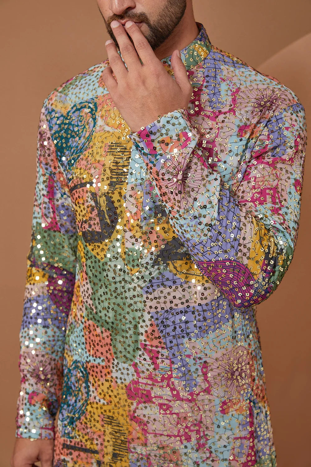 ABSTRACT SEQUIN EMBELLISHED KURTA