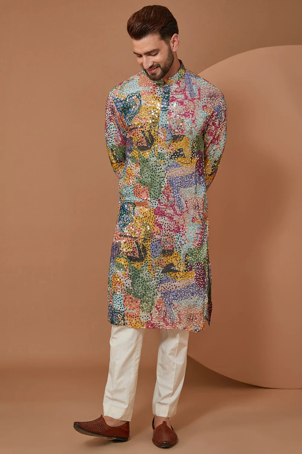 ABSTRACT SEQUIN EMBELLISHED KURTA